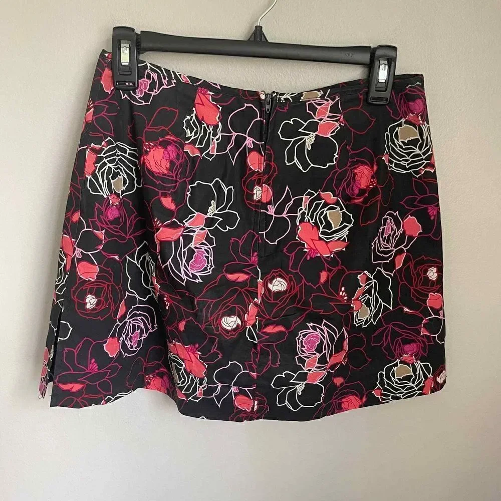 Vintage David Paul Cotton Spandex‎ Floral Rose Skort Made in USA Size 6